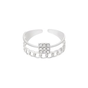 Damen Ring Doppelring aus mit Weigold beschichtetem Edelstahl mit Strass