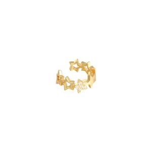 Ohrstulpe Earcuff stars in a row aus mit Gelbgold beschichtetem Kupfer