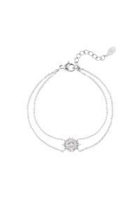 Zweilagiges Damen Armband Sonne aus mit Weigold beschichtetem Edelstahl mit Strass