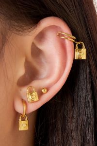 Ohrstulpe Earcuff Schloss aus mit Gelbgold beschichtetem Edelstahl