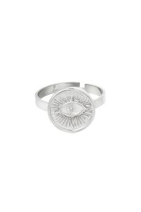 Damen Ring Magic Eye aus mit Weigold beschichtetem Edelstahl