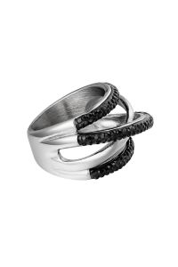 Damen Ring crossroads aus mit Weigold beschichtetem Edelstahl mit Zirkonsteinen Gre: 17