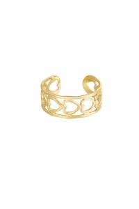 Damen Ring Herzen aus mit Gelbgold beschichtetem Edelstahl