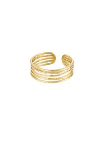 Damen Ring fnfreihig aus mit Gelbgold beschichtetem Edelstahl