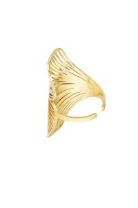 Damen Ring groe Blume aus mit Gelbgold beschichtetem Edelstahl