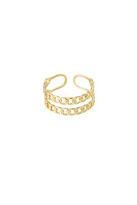 Damen Ring in Kettenoptik zweireihig aus mit Gelbgold beschichtetem Edelstahl