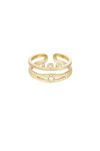 Damen Ring elegant aus mit Gelbgold beschichtetem Edelstahl mit Strass