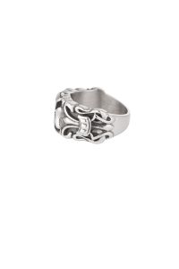 Herren Ring mit Vintage-Ornament in silberfarben & schwarz aus Edelstahl Gre 21