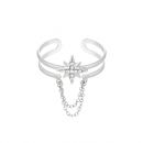 Damen Ring Stern mit Kette aus mit Weigold beschichtetem Edelstahl mit Strass